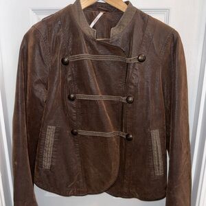 Free People Moto Jacket Faux Leather Rayon Motorcycle Brown Womens 8 Streetwear